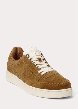 Braune Ralph Lauren Court Wildleder-Sneakers für Herren