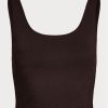 Braune Ralph Lauren Cropped-Tanktops aus Wildlederjersey für Damen Braune Ralph Lauren Cropped-Tanktops aus Wildlederjersey für Damen