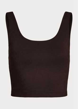Braune Ralph Lauren Cropped-Tanktops aus Wildlederjersey für Damen
