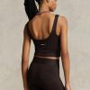 Braune Ralph Lauren Cropped-Tanktops aus Wildlederjersey für Damen Braune Ralph Lauren Cropped-Tanktops aus Wildlederjersey für Damen