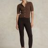 Braune Ralph Lauren Damen-Leggings mit seitlichem Reißverschluss und Steg Braune Ralph Lauren Damen-Leggings mit seitlichem Reißverschluss und Steg