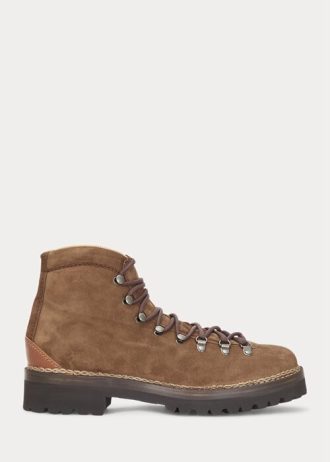 Braune Ralph Lauren Darrow Kalbs-Wildlederstiefel für Herren