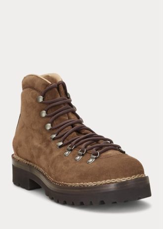 Braune Ralph Lauren Darrow Kalbs-Wildlederstiefel für Herren