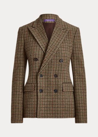Braune Ralph Lauren Donaldson Karierte Tweedjacken für Damen