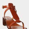Braune Ralph Lauren Dyllon Sandalen aus brüniertem Kalbsleder für Damen Braune Ralph Lauren Dyllon Sandalen aus brüniertem Kalbsleder für Damen