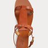 Braune Ralph Lauren Dyllon Sandalen aus brüniertem Kalbsleder für Damen Braune Ralph Lauren Dyllon Sandalen aus brüniertem Kalbsleder für Damen