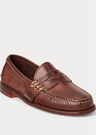 Braune Ralph Lauren Edric Pennyloafer aus Leder für Herren