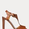 Braune Ralph Lauren Emilie Welington Kalbsledersandalen für Damen Braune Ralph Lauren Emilie Welington Kalbsledersandalen für Damen