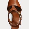 Braune Ralph Lauren Emilie Welington Kalbsledersandalen für Damen Braune Ralph Lauren Emilie Welington Kalbsledersandalen für Damen