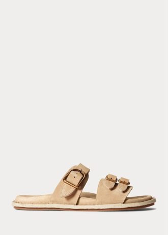 Braune Ralph Lauren Ezra Sandalen aus Kalbsleder und Wildleder für Damen
