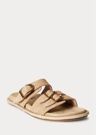 Braune Ralph Lauren Ezra Sandalen aus Kalbsleder und Wildleder für Damen