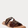 Braune Ralph Lauren Ezra Sandalen aus Leder mit Krokodilprägung für Damen Braune Ralph Lauren Ezra Sandalen aus Leder mit Krokodilprägung für Damen