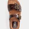 Braune Ralph Lauren Ezra Sandalen aus Leder mit Krokodilprägung für Damen Braune Ralph Lauren Ezra Sandalen aus Leder mit Krokodilprägung für Damen
