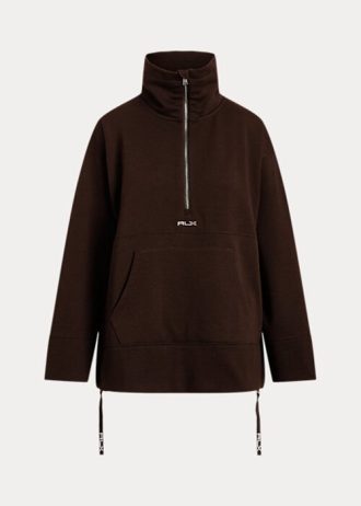 Braune Ralph Lauren Fleecejacken mit Viertelreißverschluss für Damen