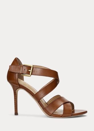 Braune Ralph Lauren Gisella Heels aus brüniertem Leder für Damen