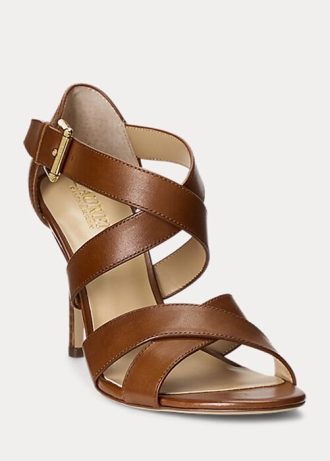 Braune Ralph Lauren Gisella Heels aus brüniertem Leder für Damen