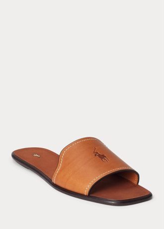 Braune Ralph Lauren Hausschuhe aus Vachetta-Leder für Damen