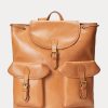 Braune Ralph Lauren Heritage Lederrucksäcke für Herren Braune Ralph Lauren Heritage Lederrucksäcke für Herren