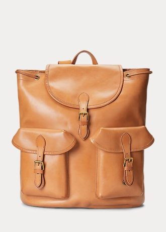 Braune Ralph Lauren Heritage Lederrucksäcke für Herren