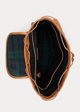 Braune Ralph Lauren Heritage Lederrucksäcke für Herren