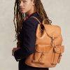 Braune Ralph Lauren Heritage Lederrucksäcke für Herren Braune Ralph Lauren Heritage Lederrucksäcke für Herren