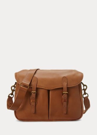 Braune Ralph Lauren Heritage Messenger Bags aus Leder für Herren