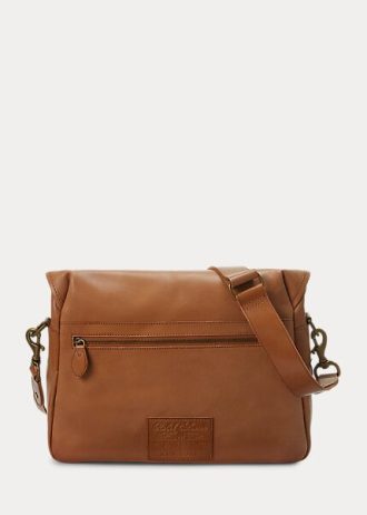 Braune Ralph Lauren Heritage Messenger Bags aus Leder für Herren