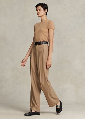 Braune Ralph Lauren Hose aus Wollmischung mit geradem Bein für Damen