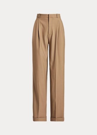 Braune Ralph Lauren Hose aus Wollmischung mit geradem Bein für Damen