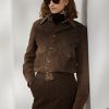 Braune Ralph Lauren Hugh Jacken aus Lammwildleder und Fischgrätenmuster für Damen Braune Ralph Lauren Hugh Jacken aus Lammwildleder und Fischgrätenmuster für Damen