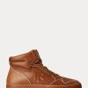 Braune Ralph Lauren Jaemyn High-Top-Sneakers aus Kalbsleder für Damen Braune Ralph Lauren Jaemyn High-Top-Sneakers aus Kalbsleder für Damen