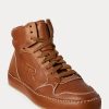 Braune Ralph Lauren Jaemyn High-Top-Sneakers aus Kalbsleder für Damen Braune Ralph Lauren Jaemyn High-Top-Sneakers aus Kalbsleder für Damen