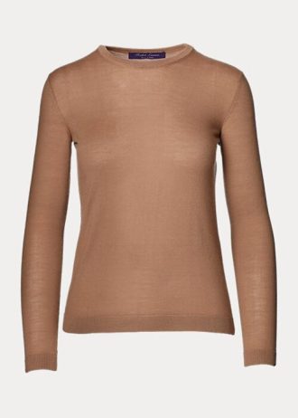 Braune Ralph Lauren Kaschmirpullover mit Rundhalsausschnitt für Damen