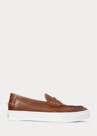Braune Ralph Lauren Keaton Pennyloafer aus Leder für Herren