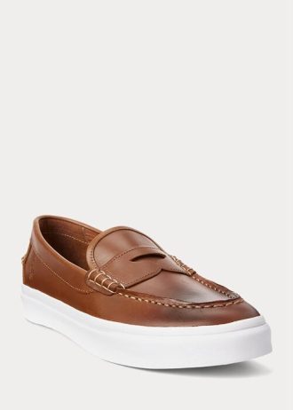 Braune Ralph Lauren Keaton Pennyloafer aus Leder für Herren