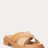 Hellgelbe Ralph Lauren Kelsie Hausschuhe aus Nappaleder und Wildleder für Damen Hellgelbe Ralph Lauren Kelsie Hausschuhe aus Nappaleder und Wildleder für Damen