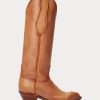 Braune Ralph Lauren Kiera Cowboystiefel aus Leder für Damen Braune Ralph Lauren Kiera Cowboystiefel aus Leder für Damen