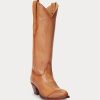 Braune Ralph Lauren Kiera Cowboystiefel aus Leder für Damen Braune Ralph Lauren Kiera Cowboystiefel aus Leder für Damen