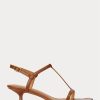 Braune Ralph Lauren Kitten-Heel-Sandalen aus Lammleder für Damen Braune Ralph Lauren Kitten-Heel-Sandalen aus Lammleder für Damen