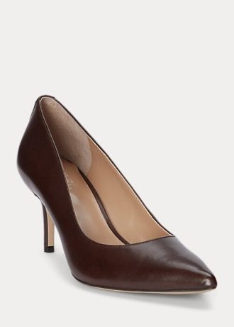 Braune Ralph Lauren Lanette Heels aus brüniertem Leder für Damen