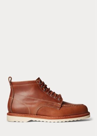 Braune Ralph Lauren Leder-Schnürstiefel für Herren