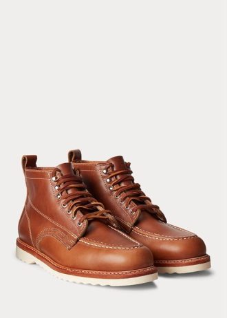 Braune Ralph Lauren Leder-Schnürstiefel für Herren