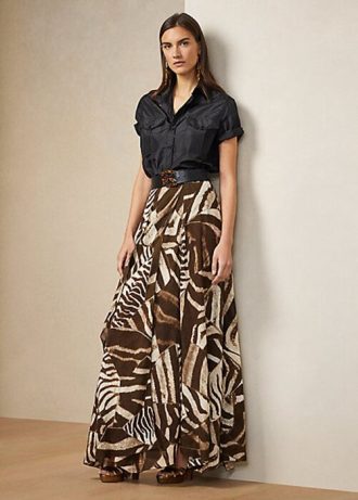 Braune Ralph Lauren Liliosa Röcke aus Leinen-Voile mit Zebra-Print für Damen