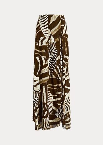 Braune Ralph Lauren Liliosa Röcke aus Leinen-Voile mit Zebra-Print für Damen