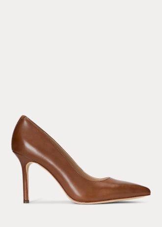 Braune Ralph Lauren Lindella II Pumps aus brüniertem Leder für Damen