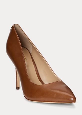 Braune Ralph Lauren Lindella II Pumps aus brüniertem Leder für Damen