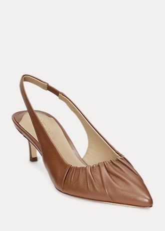 Braune Ralph Lauren Lolah Slingback-Pumps aus Nappaleder für Damen