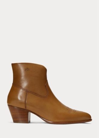 Braune Ralph Lauren Lucille Lederstiefel für Damen