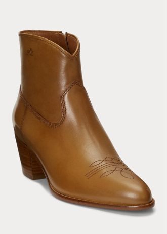 Braune Ralph Lauren Lucille Lederstiefel für Damen