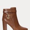 Braune Ralph Lauren Madelyn Stiefel aus brüniertem Leder für Damen Braune Ralph Lauren Madelyn Stiefel aus brüniertem Leder für Damen